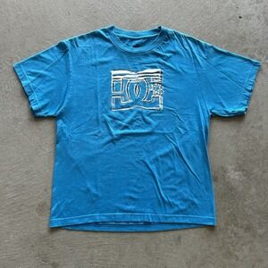 Vintage Y2K DC Shoe Company Shirt YOUTH XL Blue Skater Logo